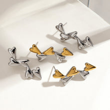 Load image into Gallery viewer, 18K gold, stainless steel, gold and silver color-matched heart-shaped earrings