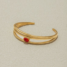 Load image into Gallery viewer, Stainless steel red natural stone open bracelet