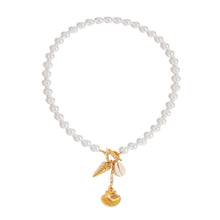 Load image into Gallery viewer, Stainless steel conch shell pendant pearl necklace