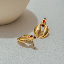 Load image into Gallery viewer, Stainless steel red cat&#39;s eye shell earrings