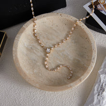 Load image into Gallery viewer, Golden stainless steel zircon Y-shaped autumn and winter long necklace