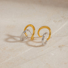Load image into Gallery viewer, Stainless steel gold and silver color-matched line design earrings