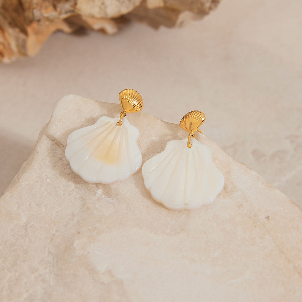 Stainless steel shell earrings