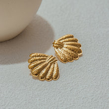 Load image into Gallery viewer, 18K gold stainless steel shell earrings