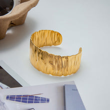 Load image into Gallery viewer, Golden stainless steel wide-faced bracelet