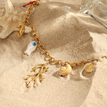 Load image into Gallery viewer, Marine beach coral shell pendant stainless steel necklace