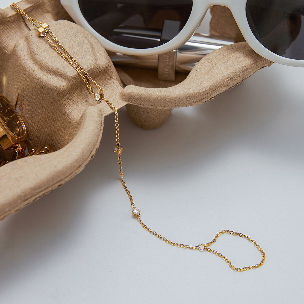 Stainless steel zircon finger-linked bracelet