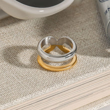 Load image into Gallery viewer, Stainless steel, gold and steel color two-tone ring