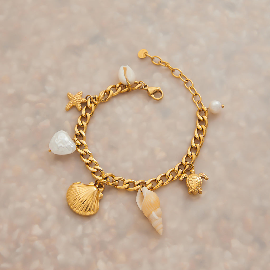 Stainless steel shell starfish conch bracelet