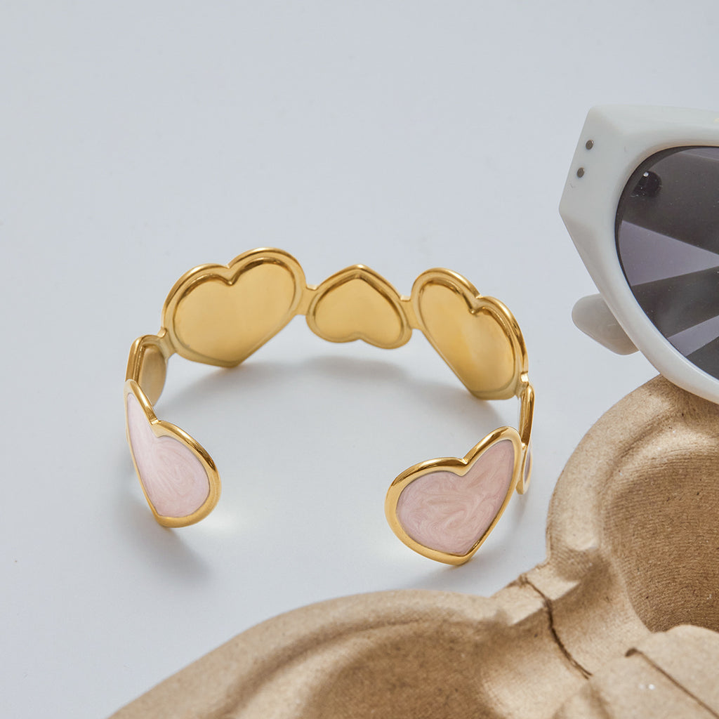 Stainless steel oil-dripping heart bracelet