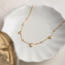Load image into Gallery viewer, Stainless steel electroplated 18K gold white teardrop zircon necklace
