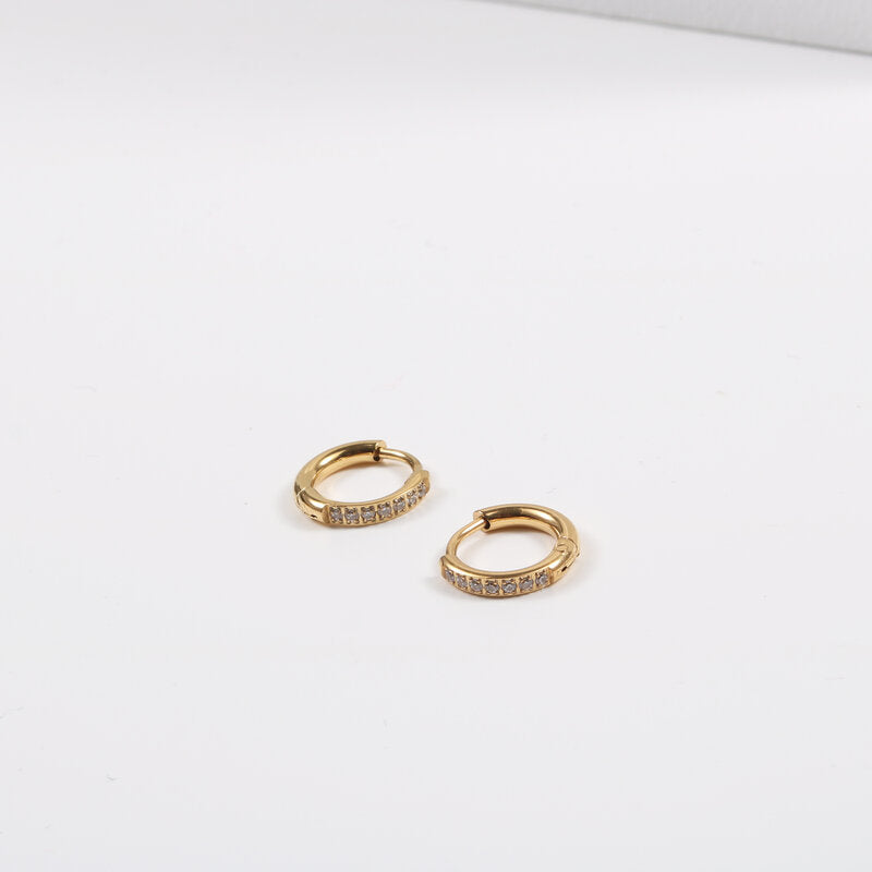 Hoop Mini Diamond Stainless steel Gold earrings