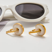 Load image into Gallery viewer, Stainless steel imitation white shell circle earrings