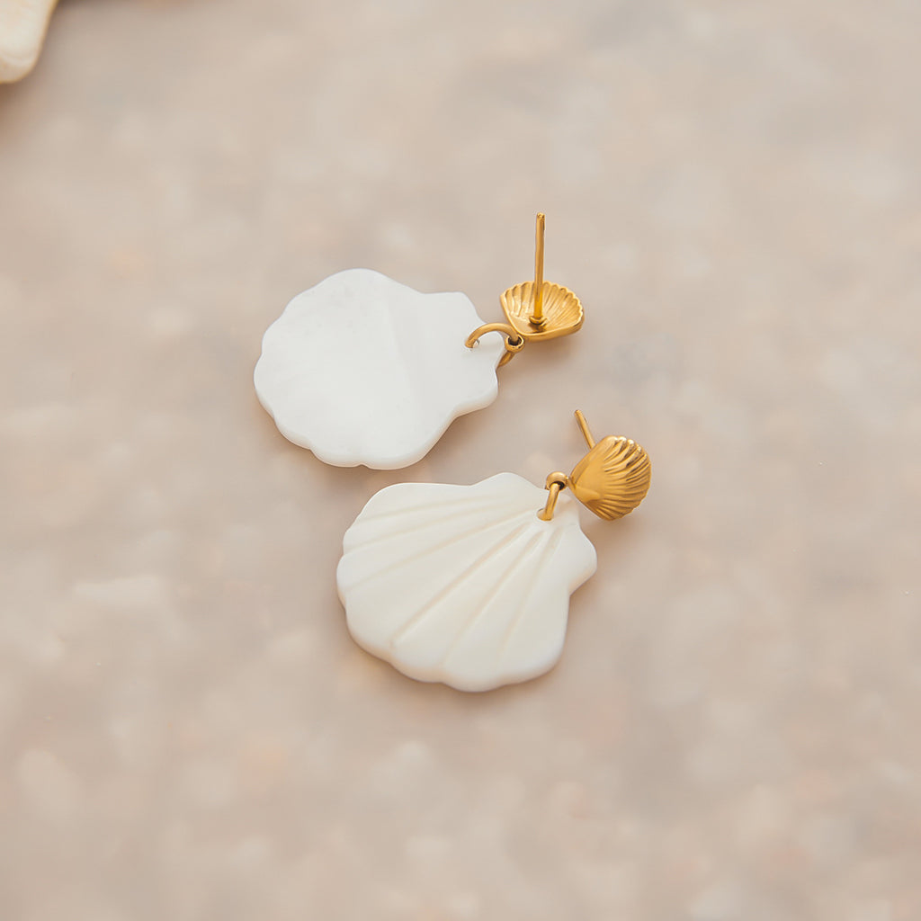 Stainless steel shell earrings