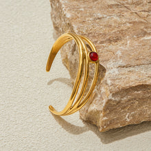Load image into Gallery viewer, Stainless steel red natural stone open bracelet