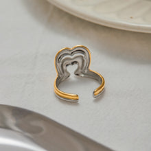 Load image into Gallery viewer, Stainless steel gold and silver color-matched heart-shaped opening ring