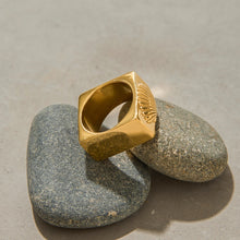 Load image into Gallery viewer, 18K gold vintage stainless steel ring