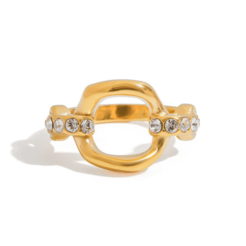 Stainless steel rhinestone ring