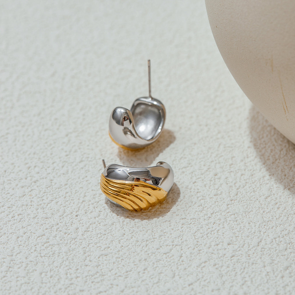 18K stainless steel C-shaped stud earrings