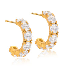 Load image into Gallery viewer, 18K gold stainless steel zircon stud earrings