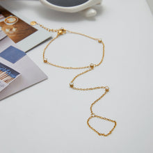 Load image into Gallery viewer, Stainless steel zircon finger-linked bracelet