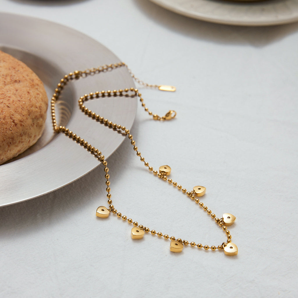 Stainless steel zircon heart-shaped necklace