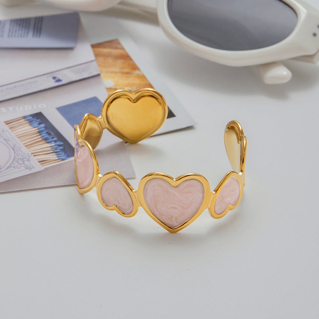 Stainless steel oil-dripping heart bracelet