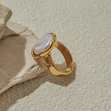 Load image into Gallery viewer, Stainless steel white beaded ring