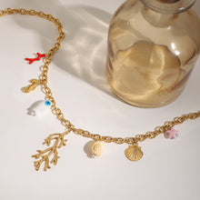 Load image into Gallery viewer, Marine beach coral shell pendant stainless steel necklace