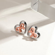 Load image into Gallery viewer, Stainless steel heart-shaped painted bow earrings