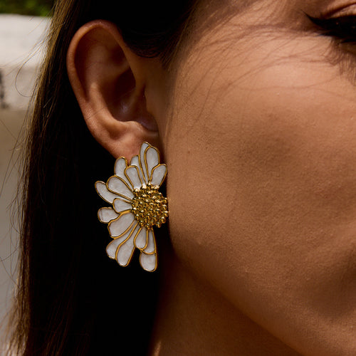 Stainless steel oil-dripping flower earrings