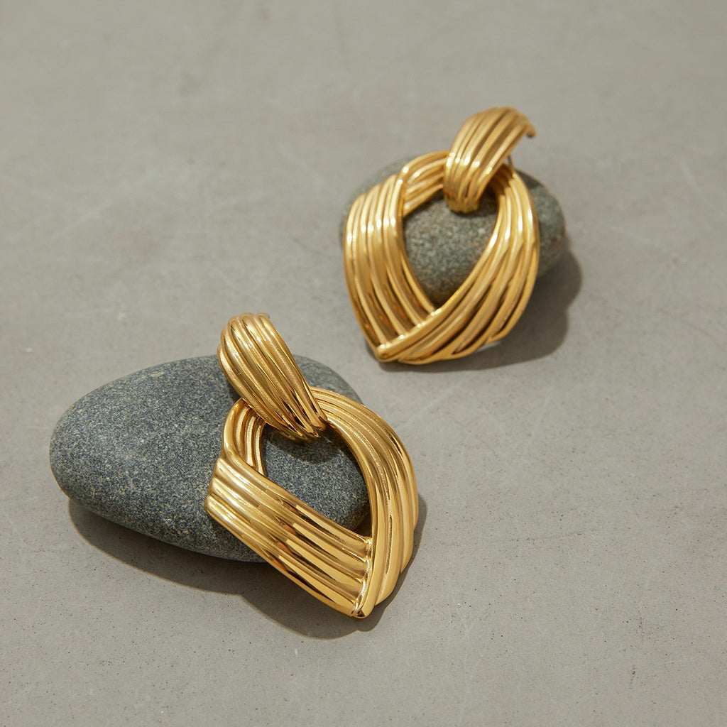 Golden stainless steel earrings