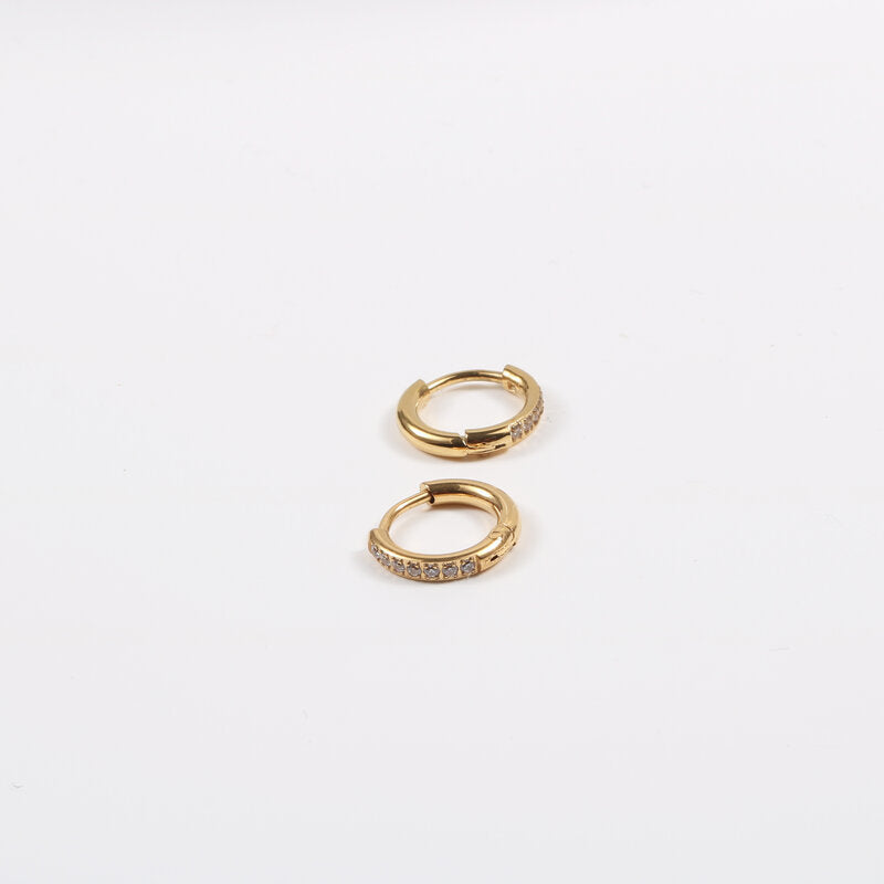 Hoop Mini Diamond Stainless steel Gold earrings