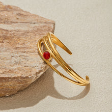 Load image into Gallery viewer, Stainless steel red natural stone open bracelet