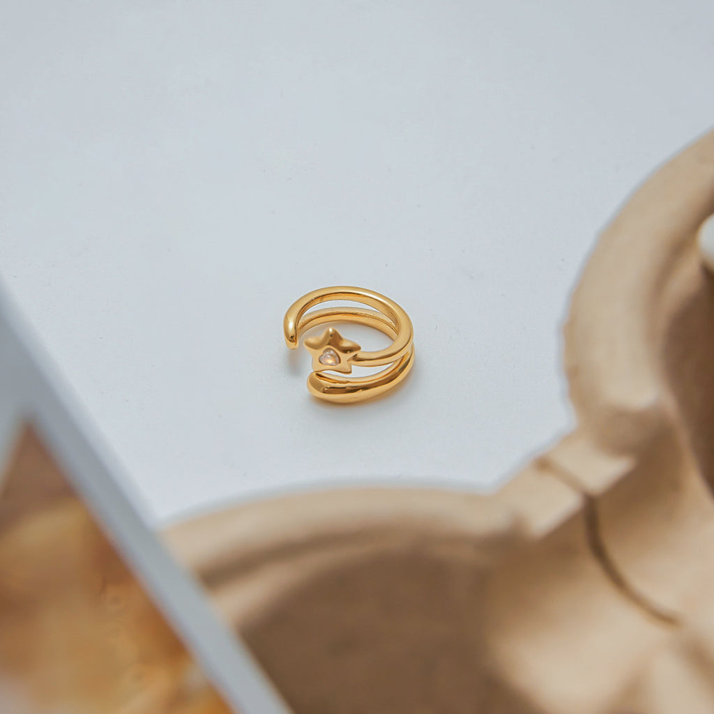 Stainless steel star zircon ear clips