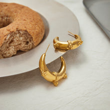 Load image into Gallery viewer, Golden stainless steel moon earrings