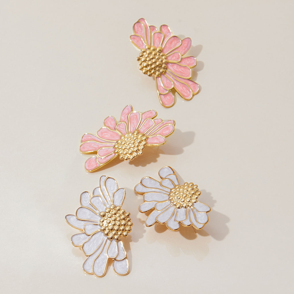 Stainless steel oil-dripping flower earrings