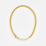 Golden stainless steel chain diamond necklace