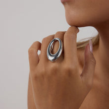 Load image into Gallery viewer, Stainless steel geometric oval hollowed-out ring