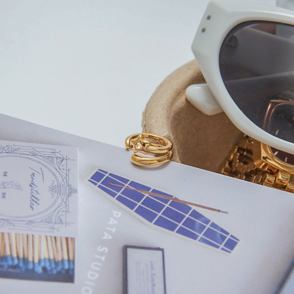 Stainless steel star zircon ear clips