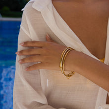 Load image into Gallery viewer, Stainless steel zircon bracelet plain ring 3-piece set