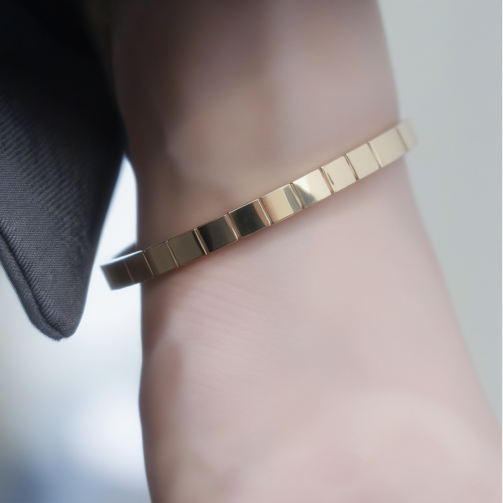 18K gold stainless steel checkered bracelet