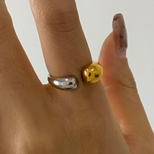 Load image into Gallery viewer, Stainless steel, golden steel color, two-tone open ring