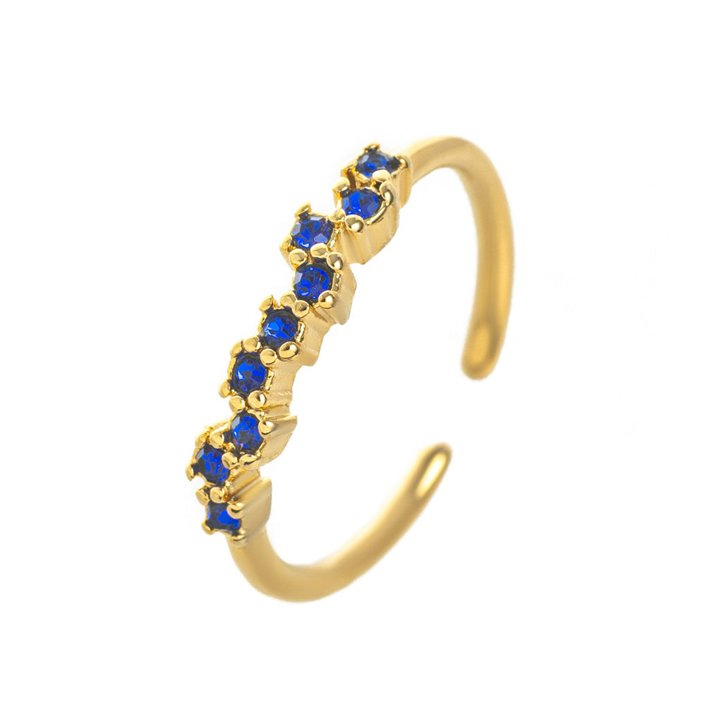 Stainless steel colored zircon December birthday stone ring