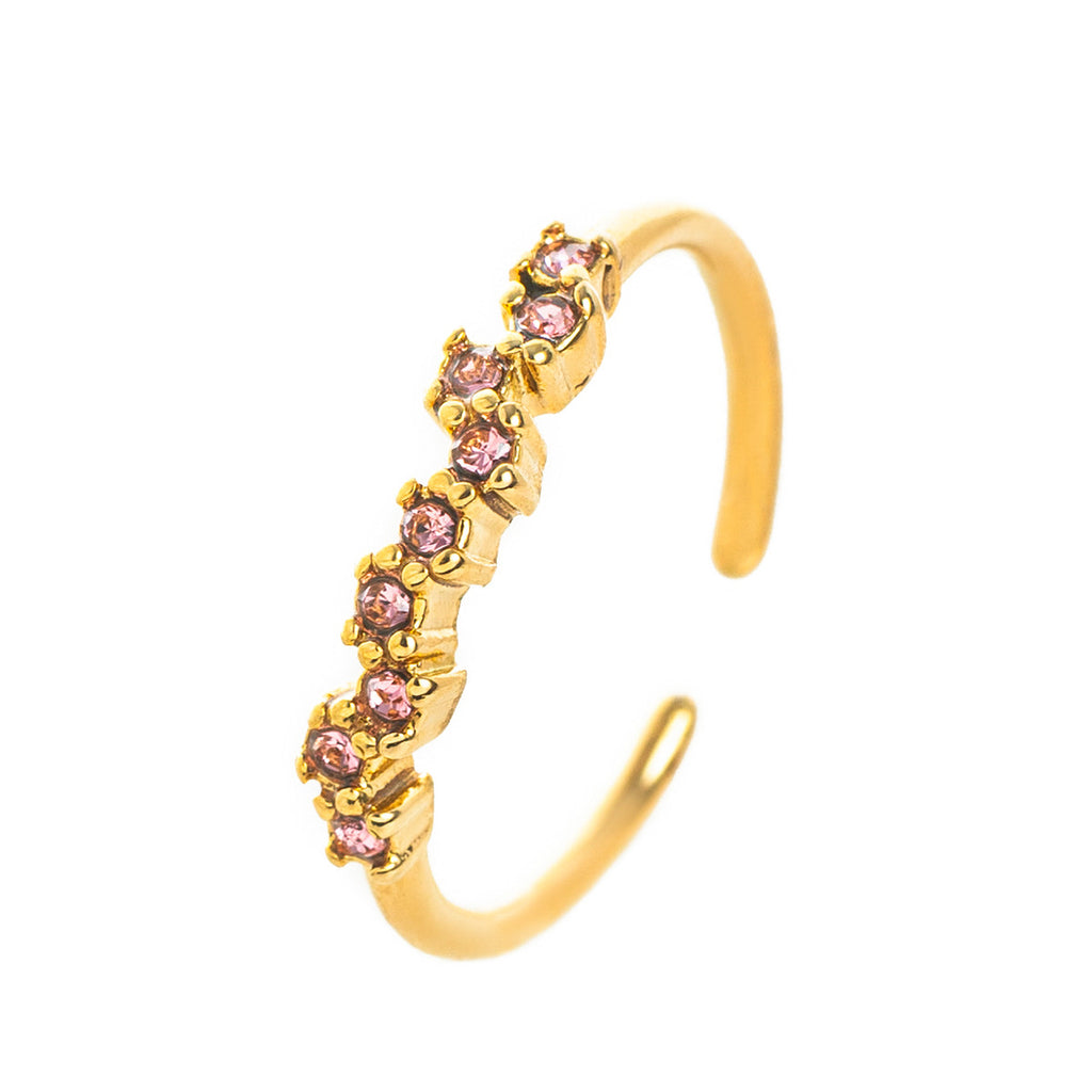 Stainless steel colored zircon December birthday stone ring